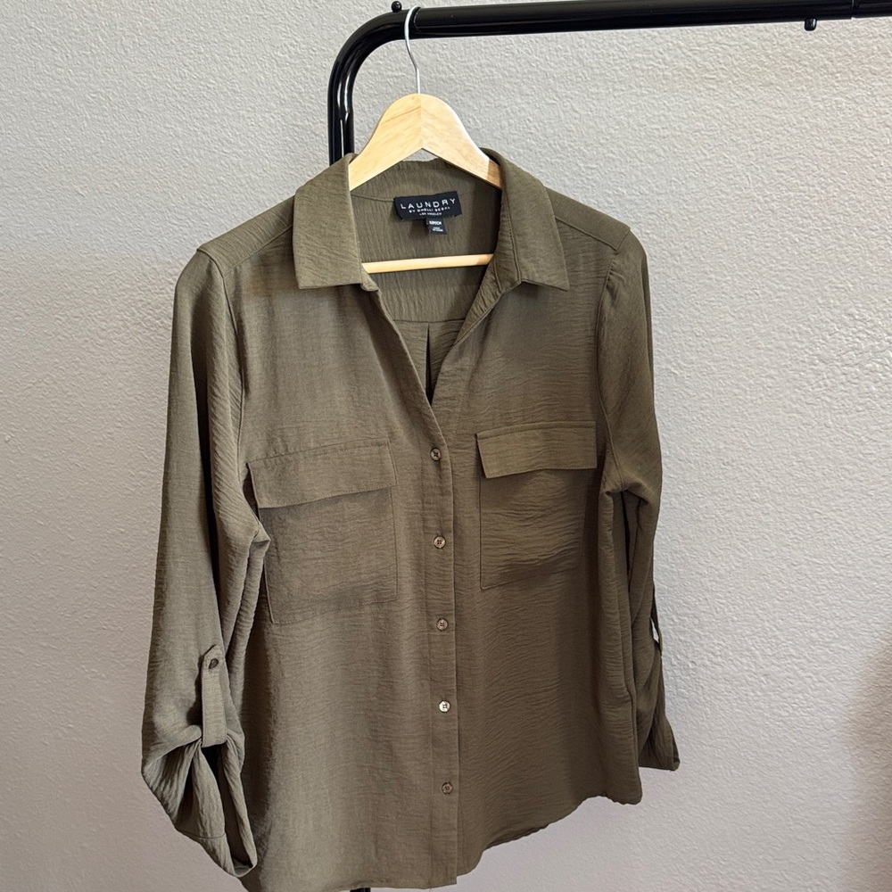 Laundry By Shelli Segal Khaki Button-Up Shirt